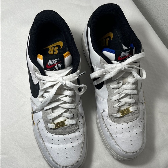 Nike Air Force 1 White and Black with Gold Accents - Picture 4 of 10